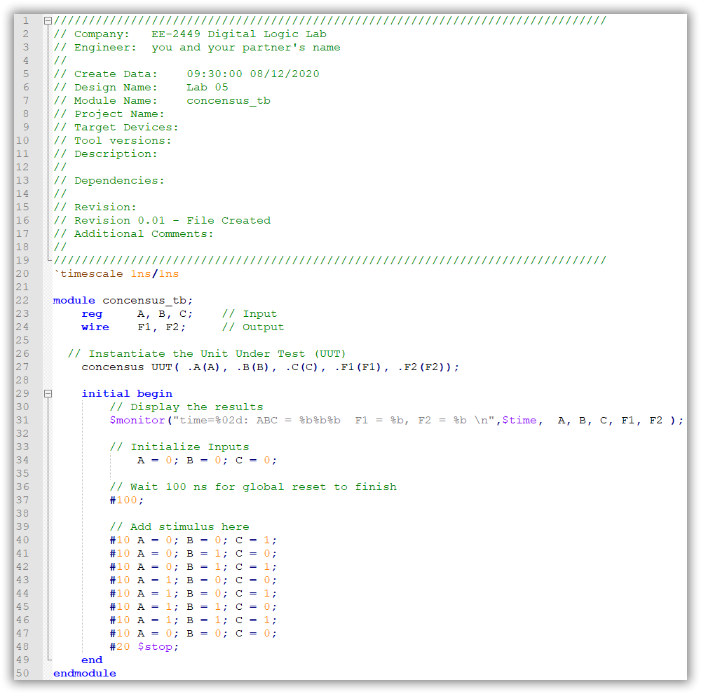 Code 2 TestbenchCode